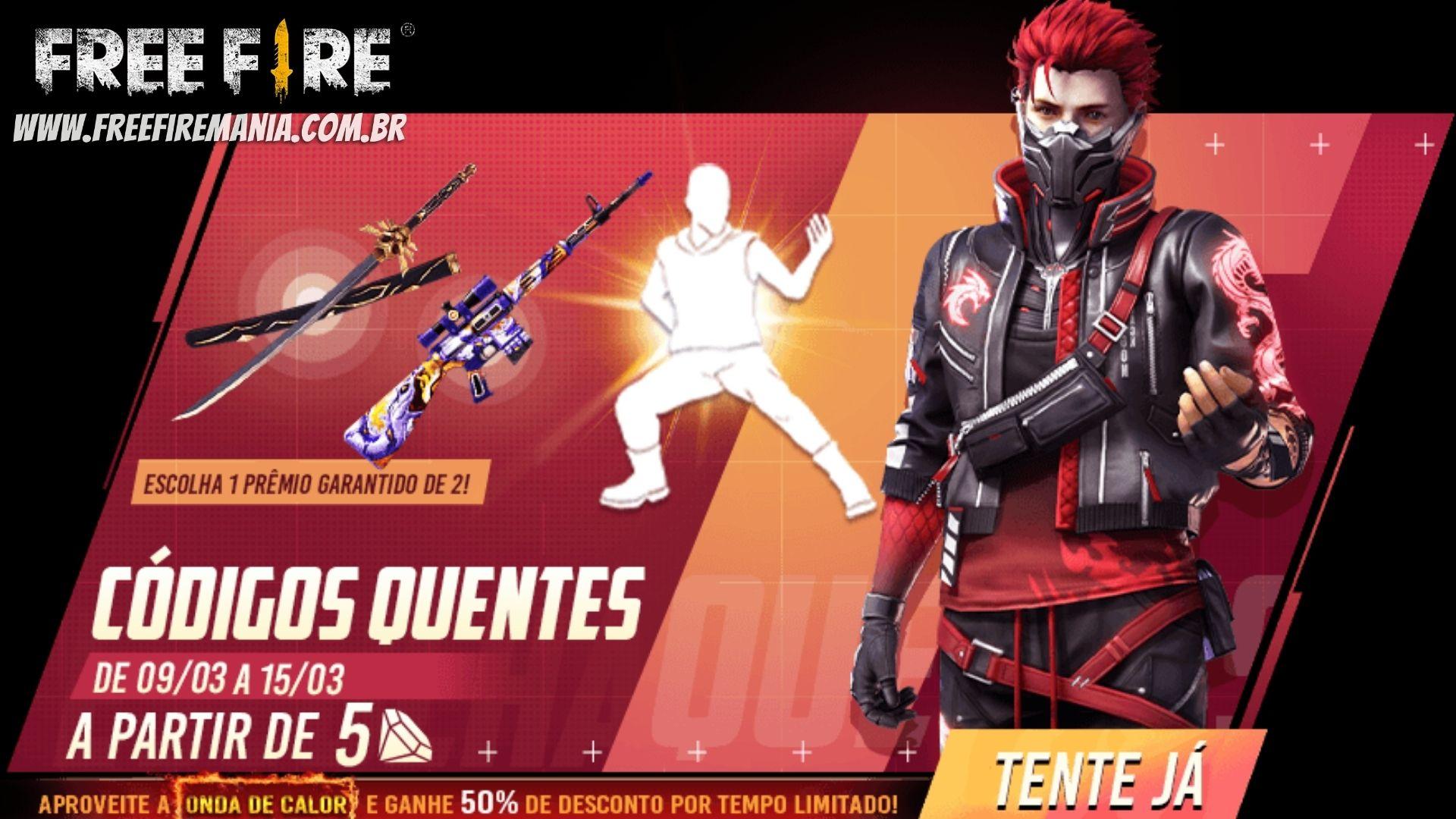 Free Fire recebe evento Códigos Quentes com giros a partir de 5 diamantes