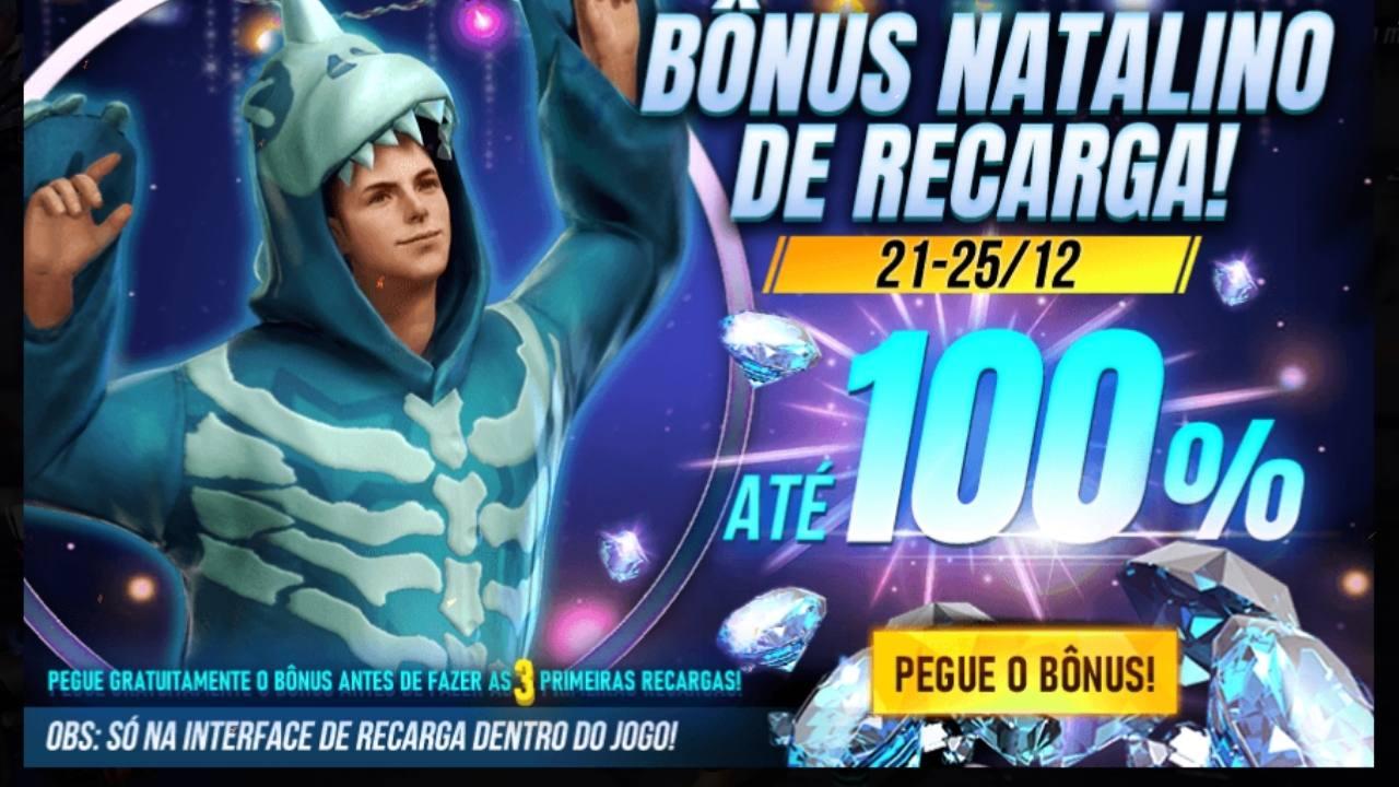 Free Fire recebe bônus natalino de recarga com até 100% a mais de diamantes, saiba como funciona