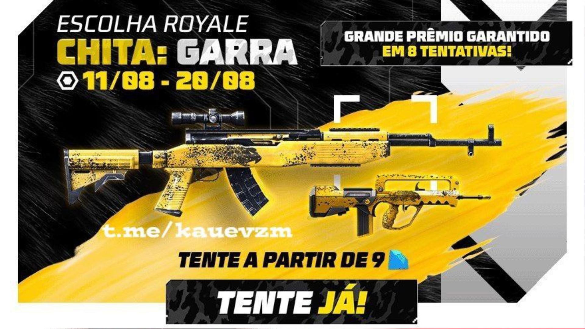 Free Fire:  SKS “Chita: Garra” chega ao jogo no Escolha Royale; saiba mais