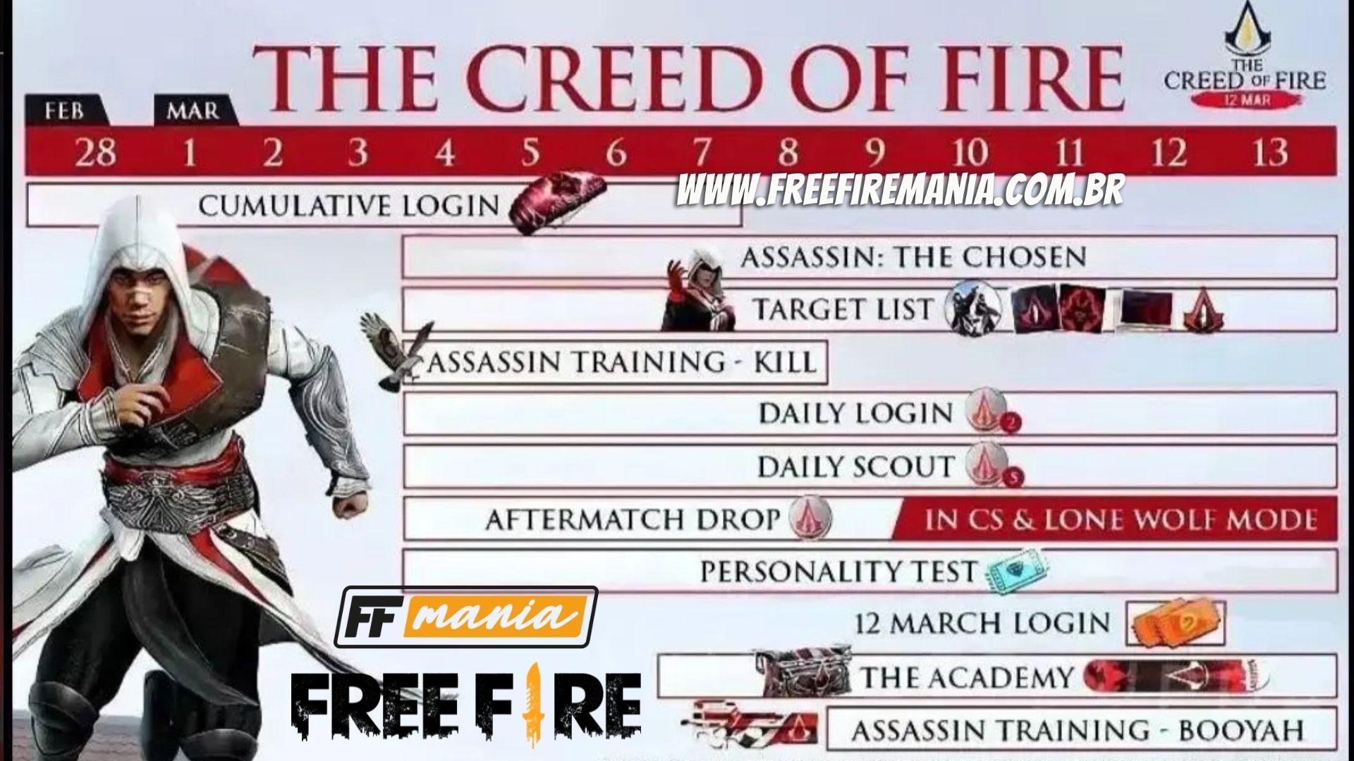 Free Fire x Assassin's Creed: parceria começa em 28 de fevereiro; confira o calendário