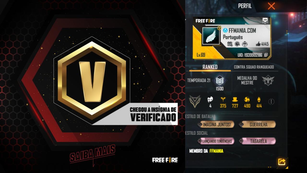 TEXTURA DO BANNER ANGELICAL E SIMBOLO VERIFICADO NO FREEFIRE!NOVA  ATUALIZAÇÃO!! 