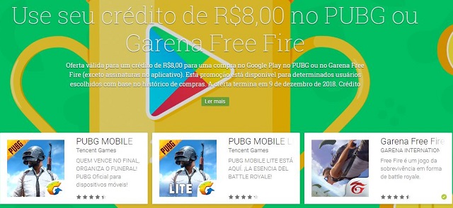 Google Play está dando até R$ 9 Reais