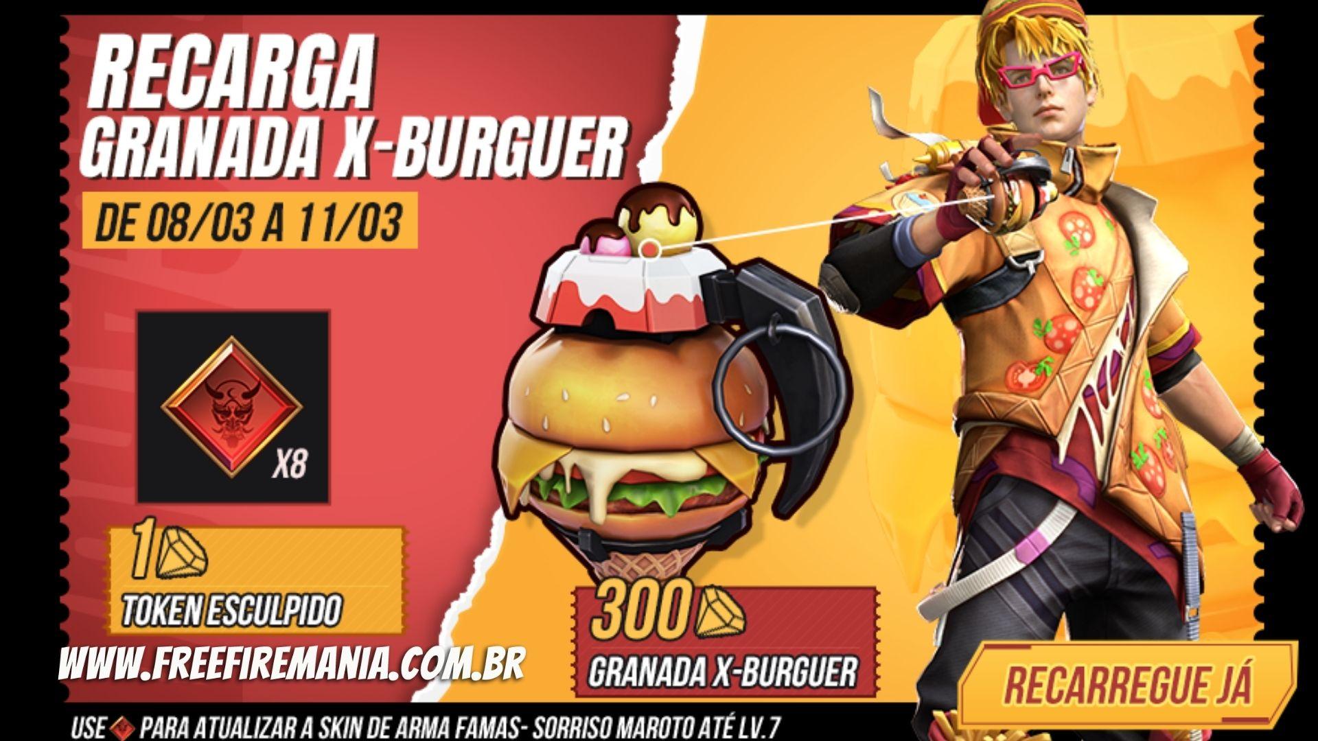 Granada X-Burguer chega ao Free Fire como recompensa de recarga; saiba como conseguir