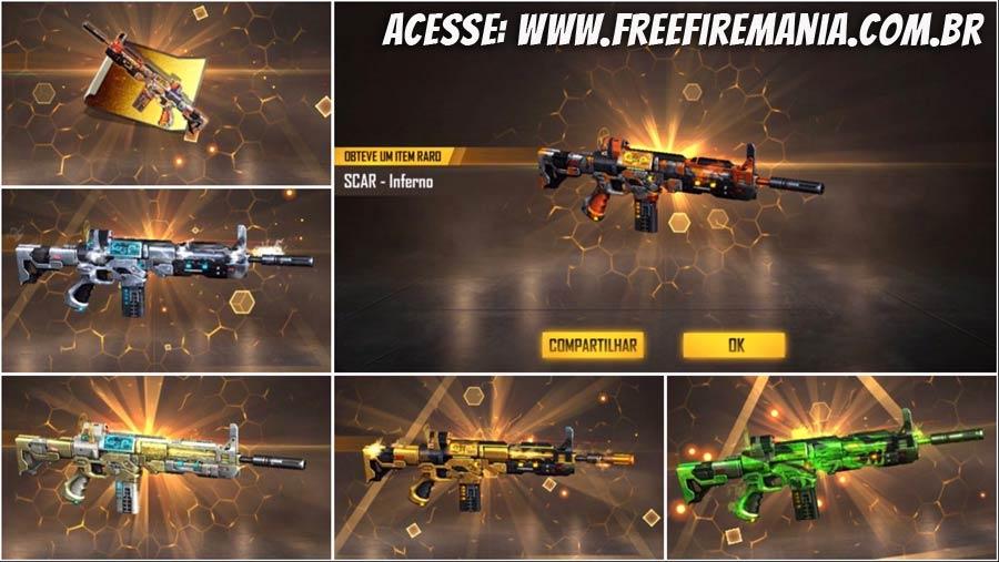 5 SCAR skins are back on Free Fire at The Beast Incubator