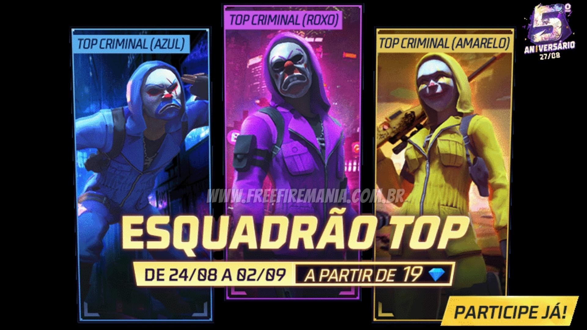 Incubadora Top Criminal Free Fire: evento tem giros a partir de 19 diamantes