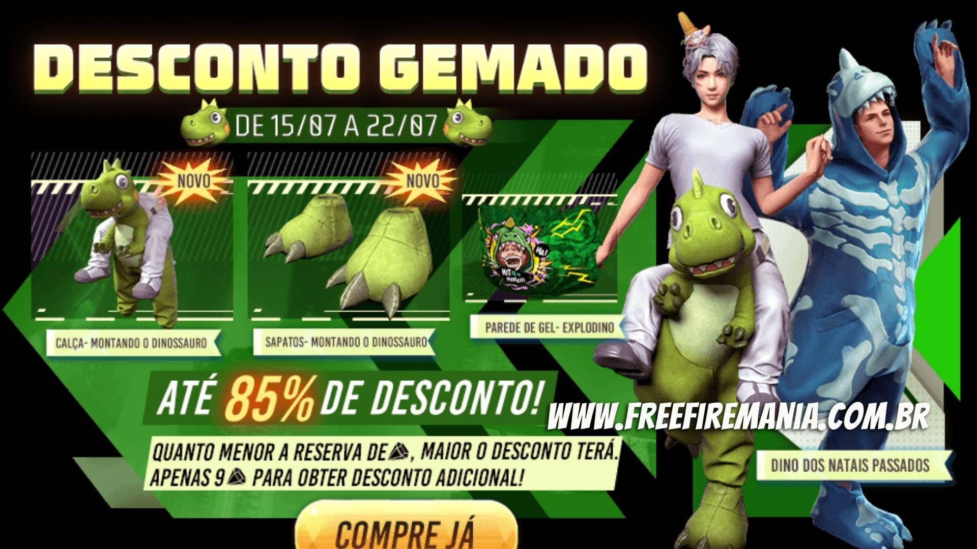 Inédita Calça Montando o Dinossauro chega ao Free Fire nesta sexta; saiba como obter