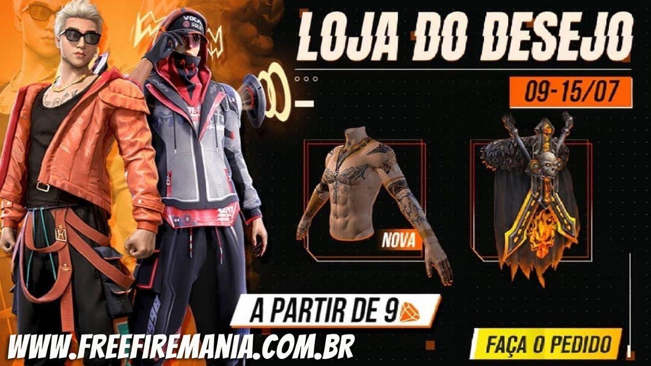 Loja do Desejo Free Fire Julho 2021: Estilo Swag, Estrondo Sônico e novo peitoral são as recompensas