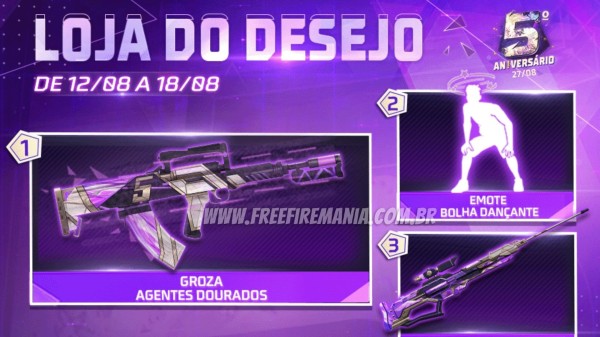 Loja do Desejo retorna ao Free Fire nesta sexta (12); confira as recompensas