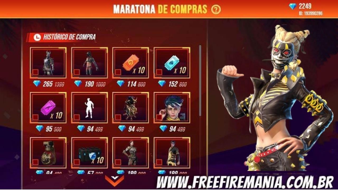 Maratona de Compras Free Fire (FF) traz pacote Risada Sinistra, veja como conseguir