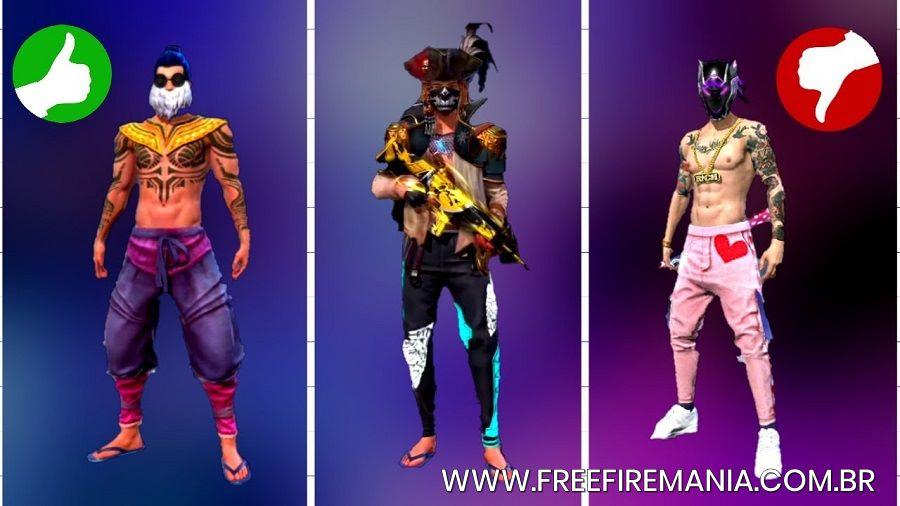 Melhores combinações de roupas masculinas no Free Fire