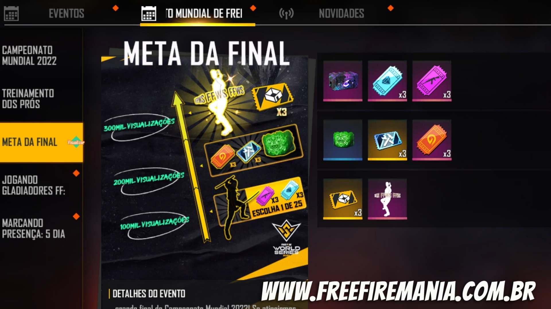 Mundial de Free Fire 2022: METAS de visualizações e recompensas são divulgadas pela Garena