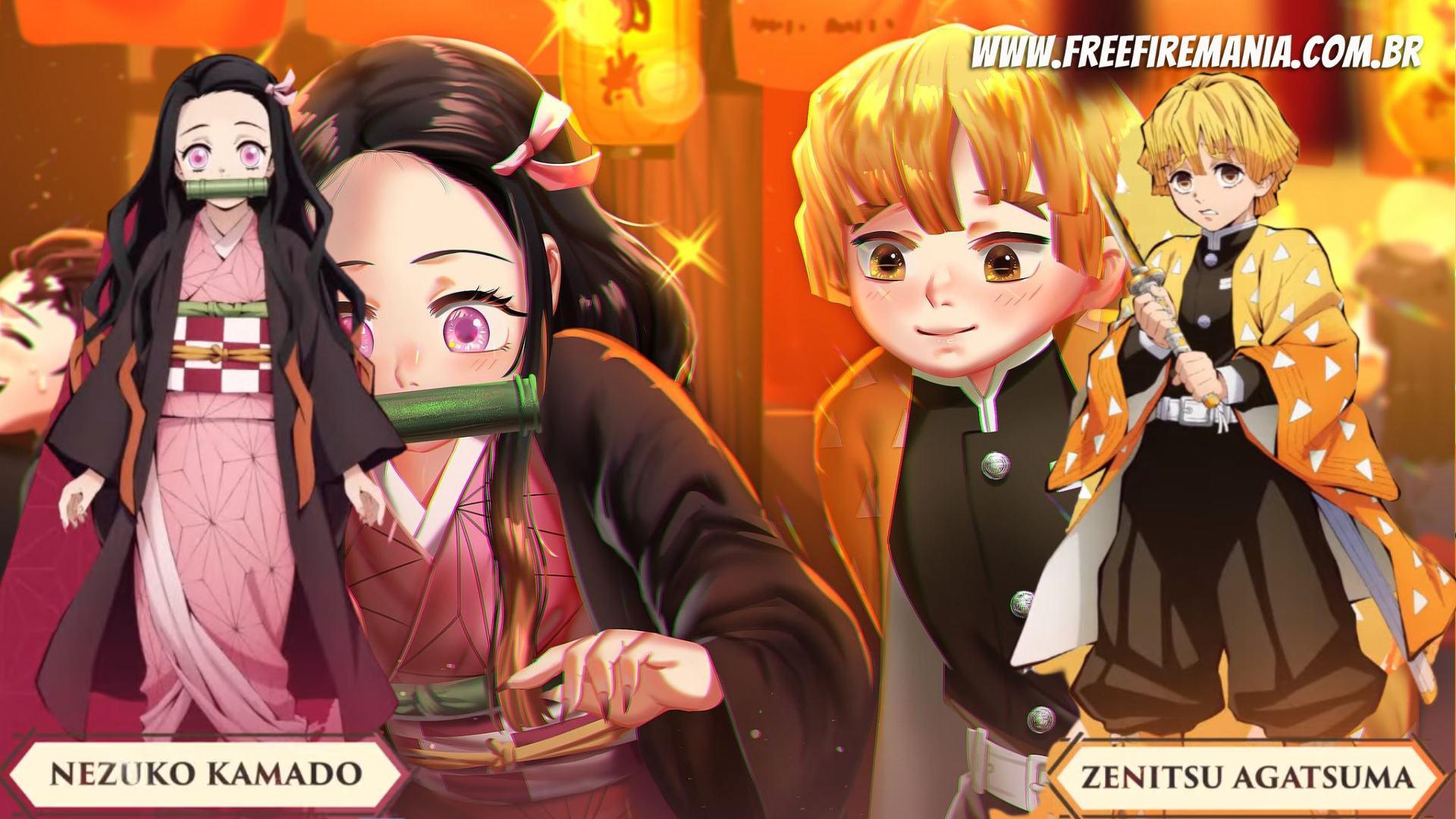 Nezuko Kamado e Zenitsu Agatsuma chegam ao Free Fire; Saiba como conseguir