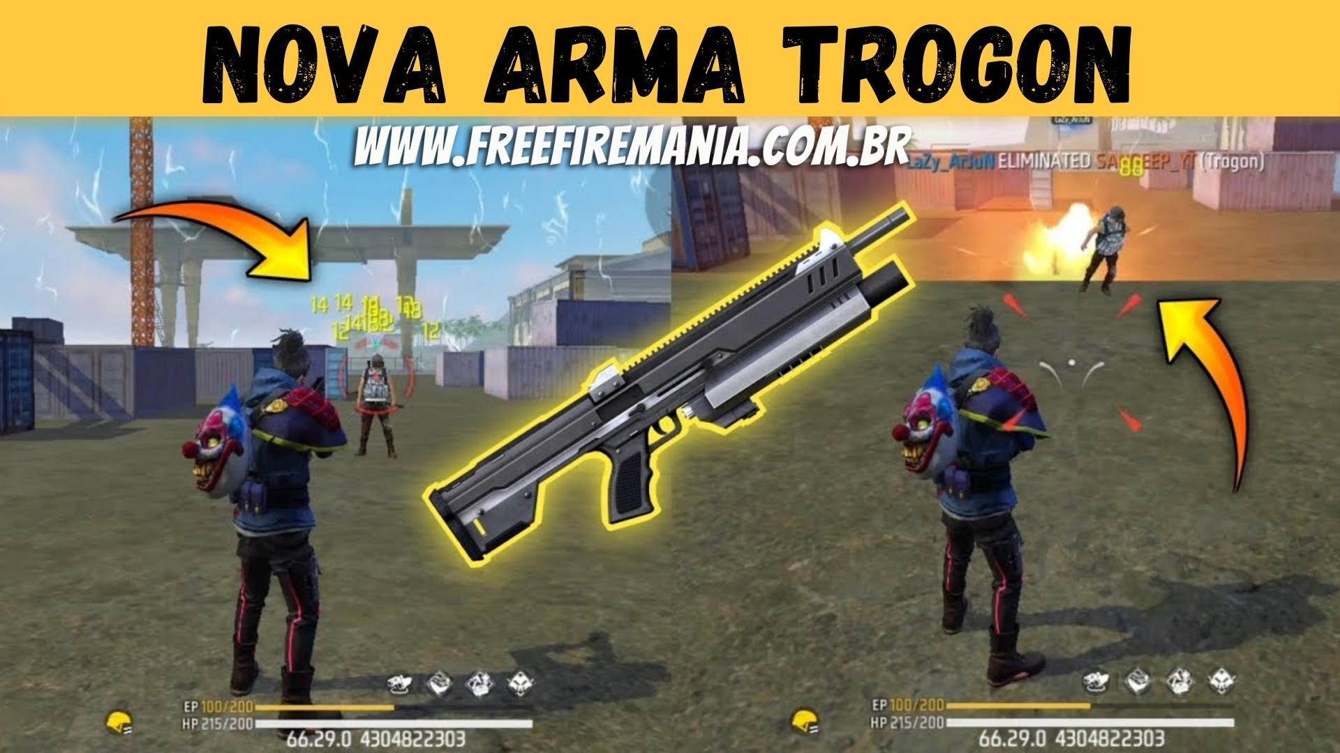 Nova arma Free Fire: Trogon dispara munição de Espingarda e também Lança-Granadas