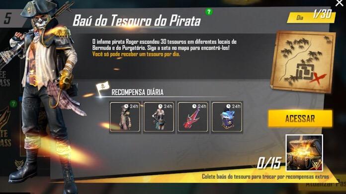 Novo Baú do Tesouro do Pirata no Free Fire