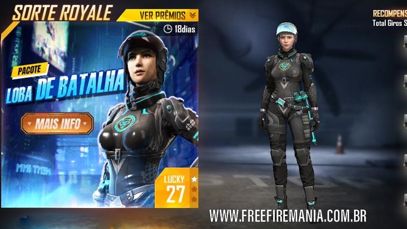 Novo Diamante Royale com o pacote Loba de Batalha no Free Fire