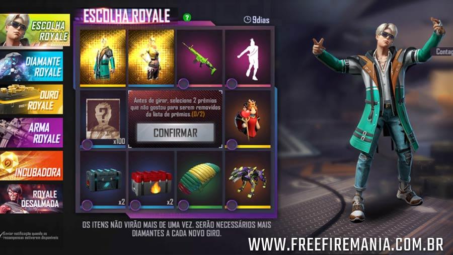 Novo Escolha Royale com o pacote Rolezeiro no Free Fire