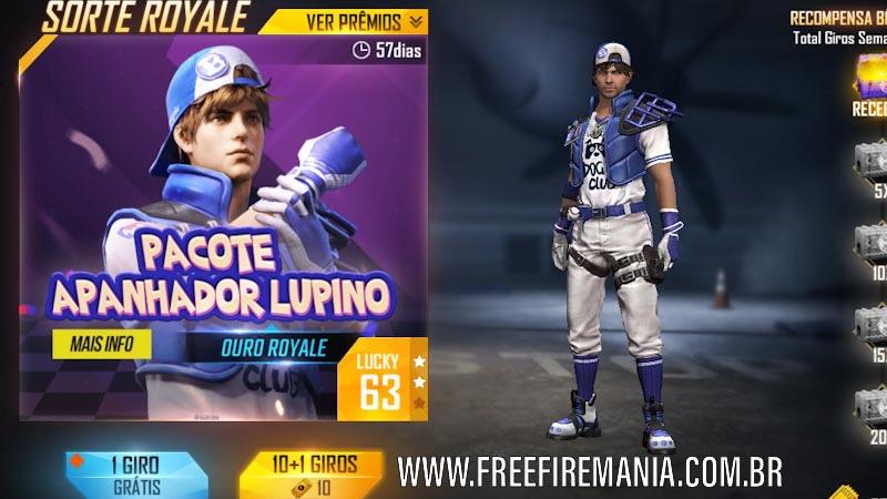 Novo Ouro Royale do Free Fire no Brasil é o pacote Apanhador Lupino