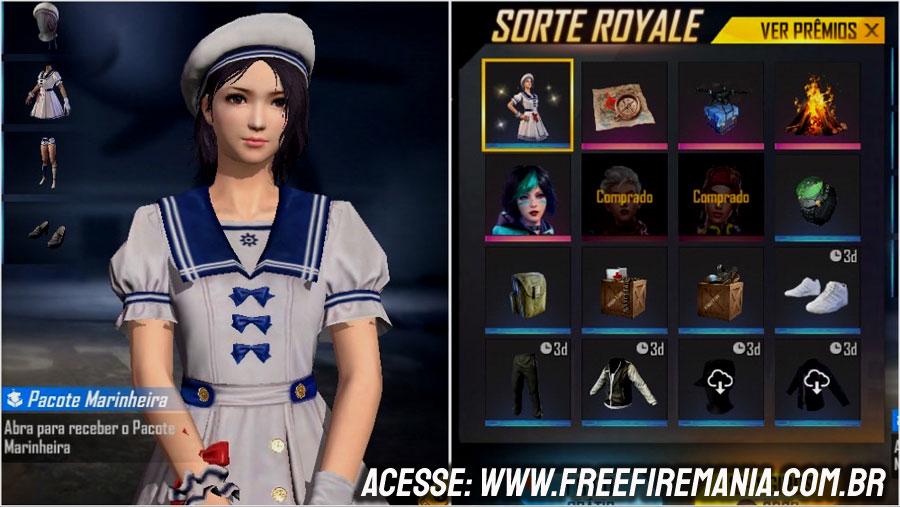 Novo Ouro Royale do Free Fire traz o Pacote Marinheira