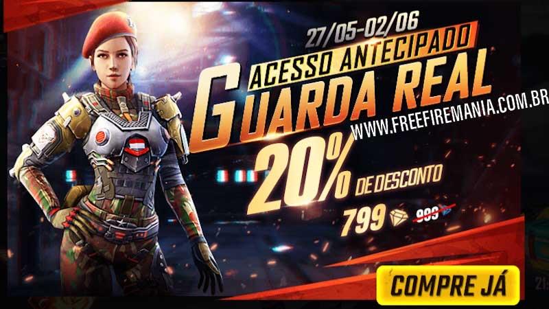 Pacote Guarda Real disponível na Loja do Free Fire