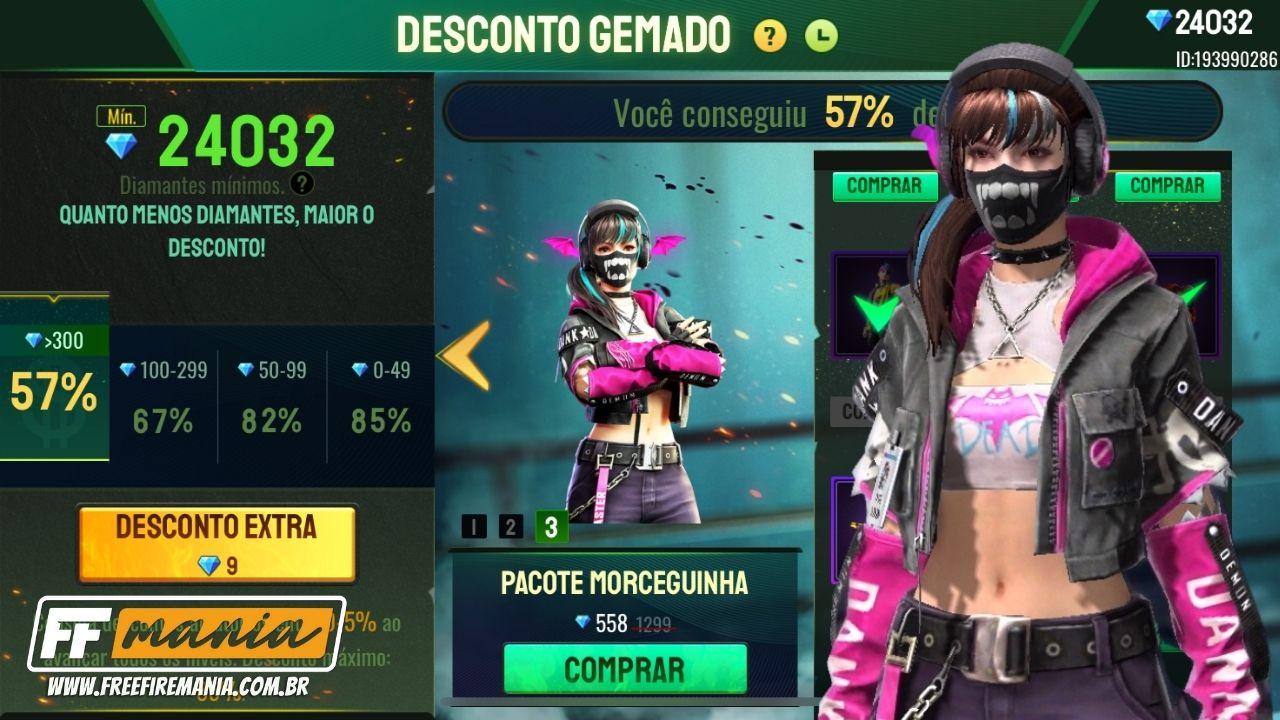 Pacote Morceguinha Free Fire: skin disponível no evento Desconto Gemado, confira os detalhes