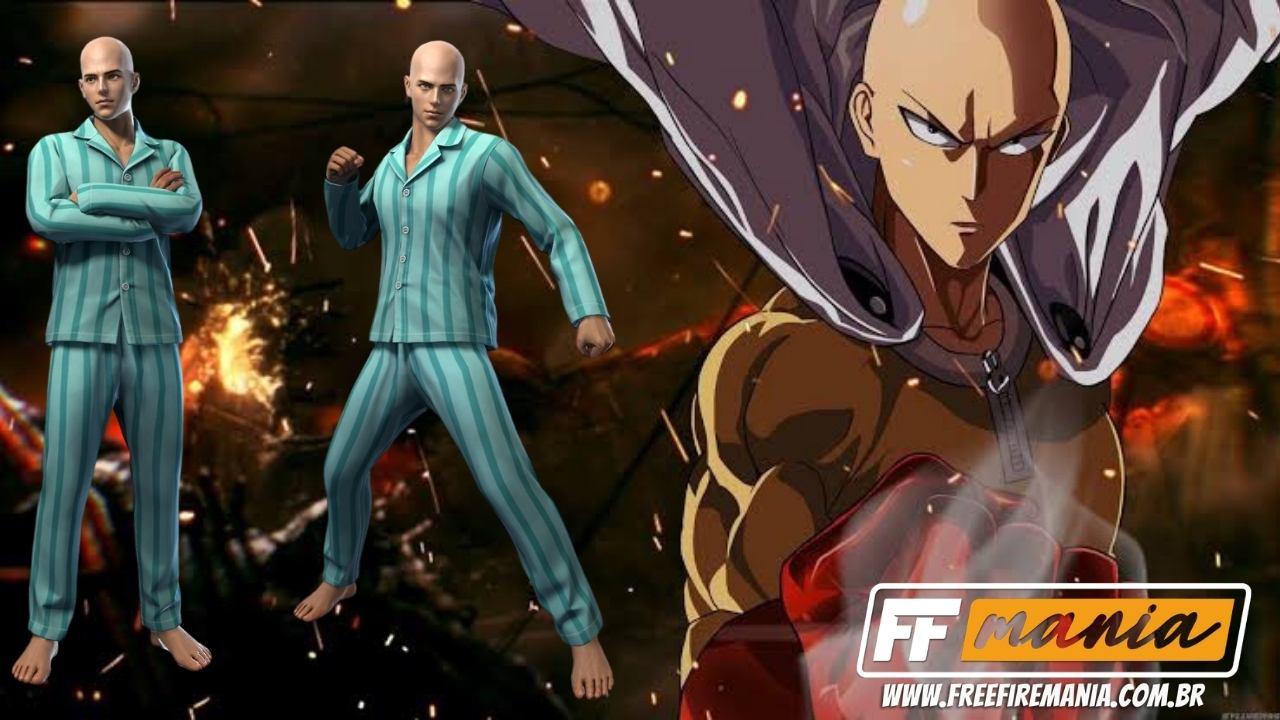 Pijama do Saitama Free Fire: primeiro pacote temático One Punch-Man chega no Escolha Royale