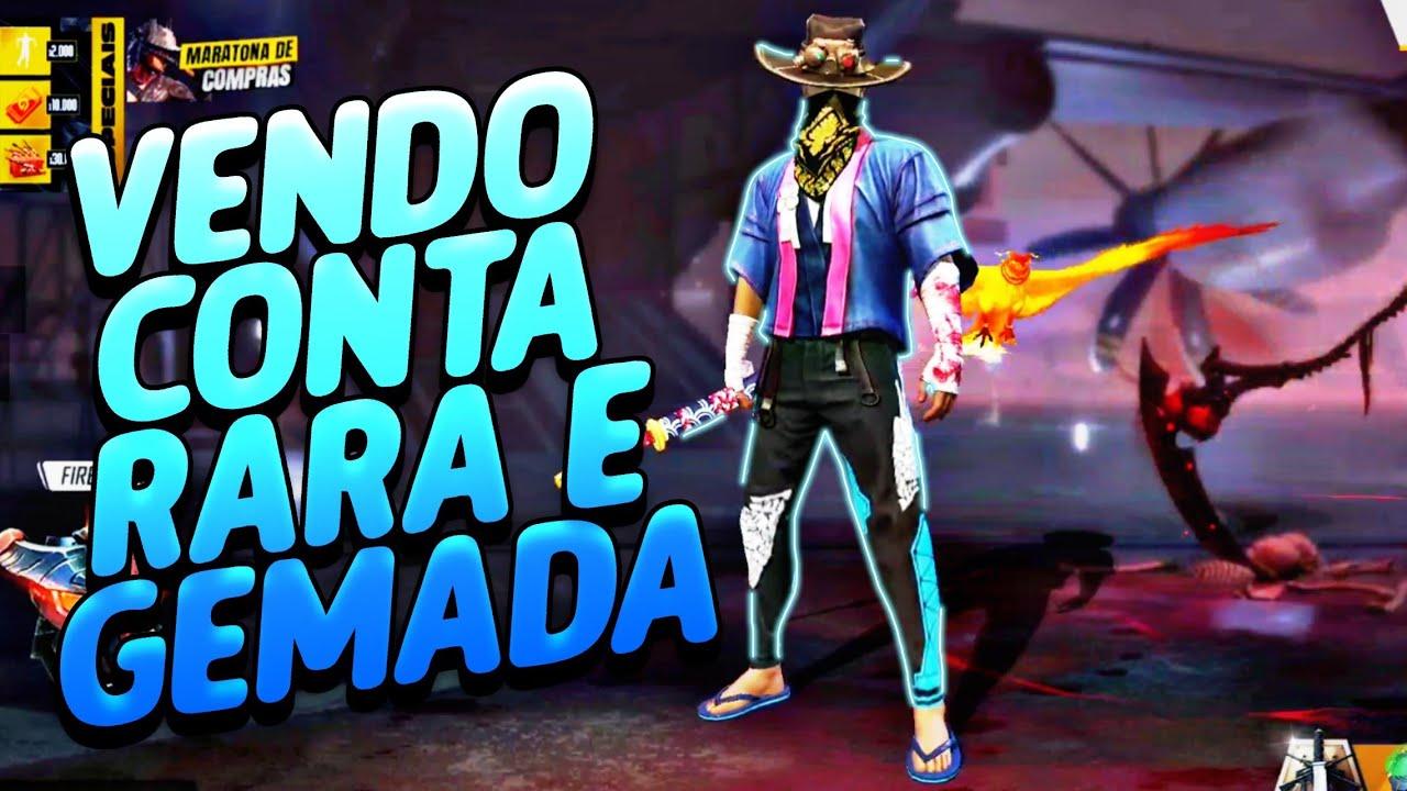 Free Fire (FF) > Conta gemada, vários trajes raros, barato pra vender logo!!