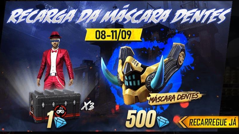 Free Fire: evento de recarga de diamantes traz skin Máscara Dentes