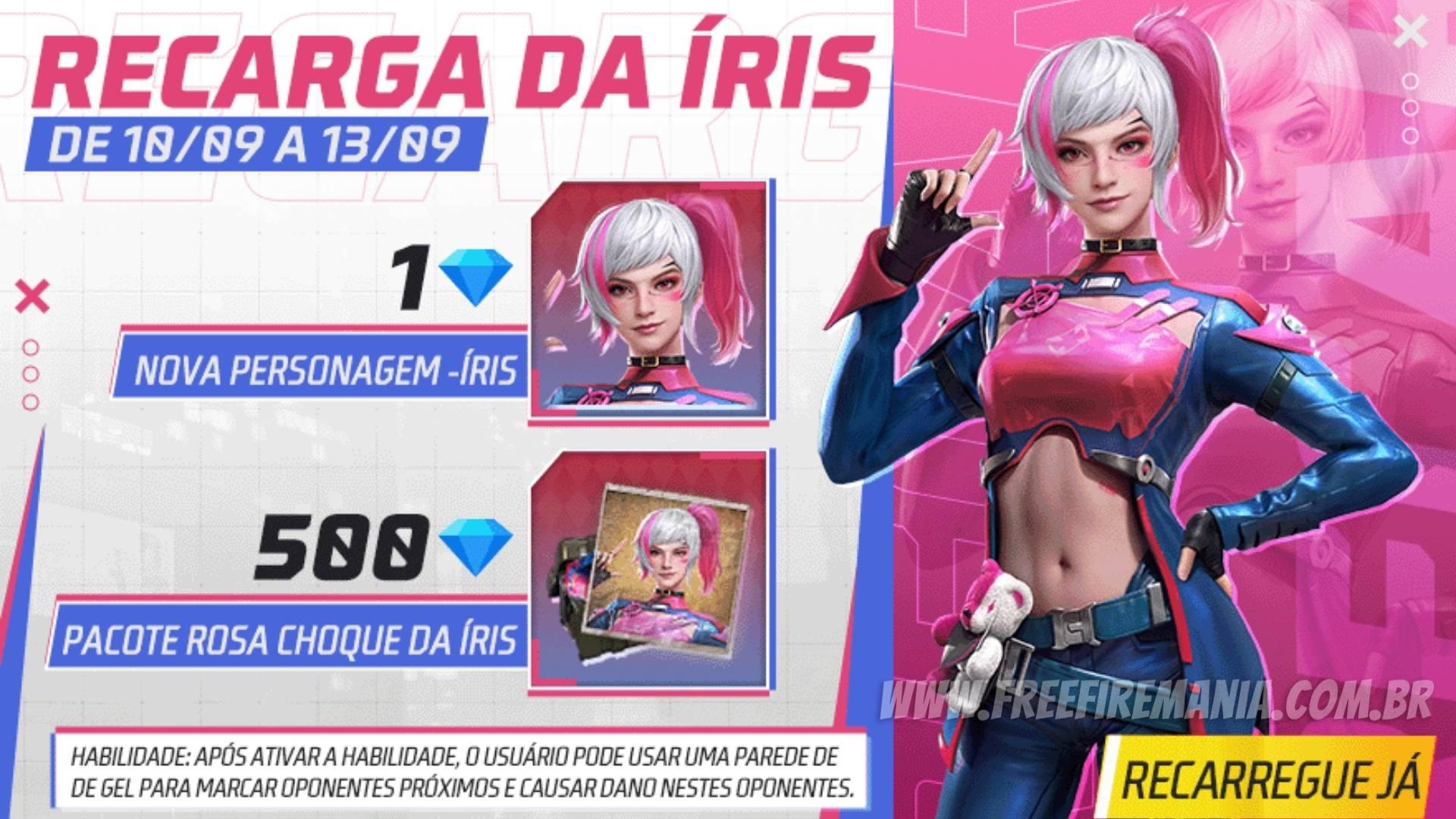 Recarga Free Fire: 10 de setembro (2022); personagem Íris é a recompensa