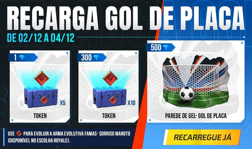 Recarga Free Fire: 2 de dezembro (2022); diamantes por Gel Gol de Placa