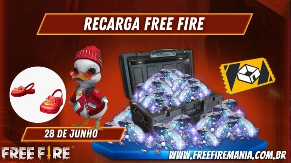 Recarga Free Fire: 28 de junho (2022); Chinelinho, PaTopinho Rubro e Sala Personalizada
