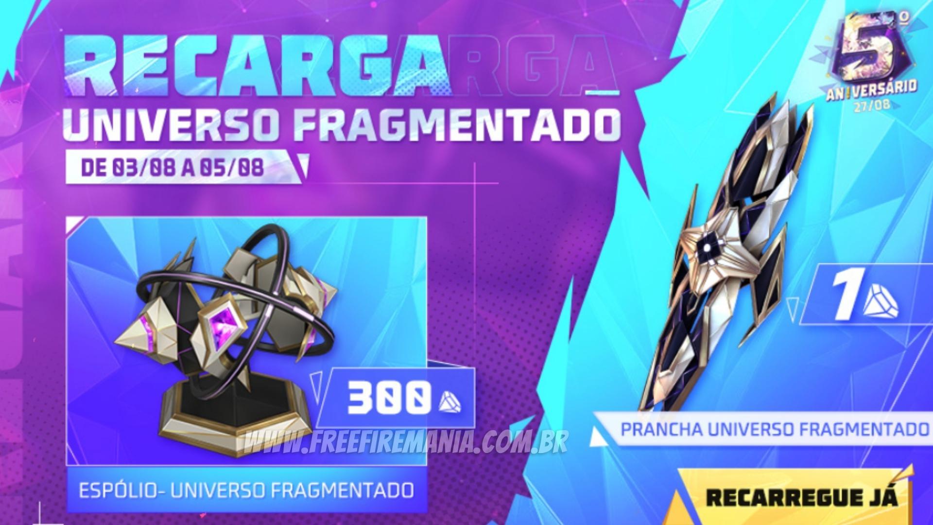 Recarga Free Fire: 3 de agosto (2022); recompensa Universo