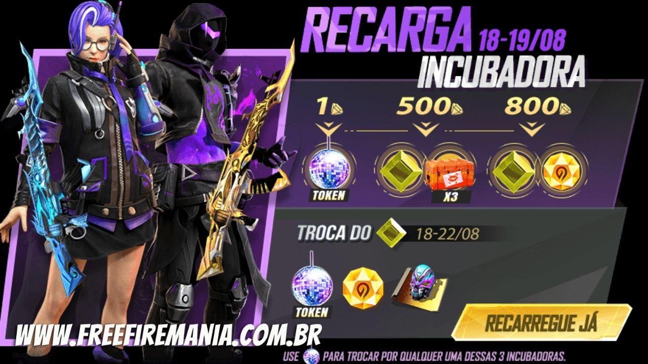 Recarga Free Fire: compre 1 diamante e ganhe uma das 3 incubadoras disponíveis