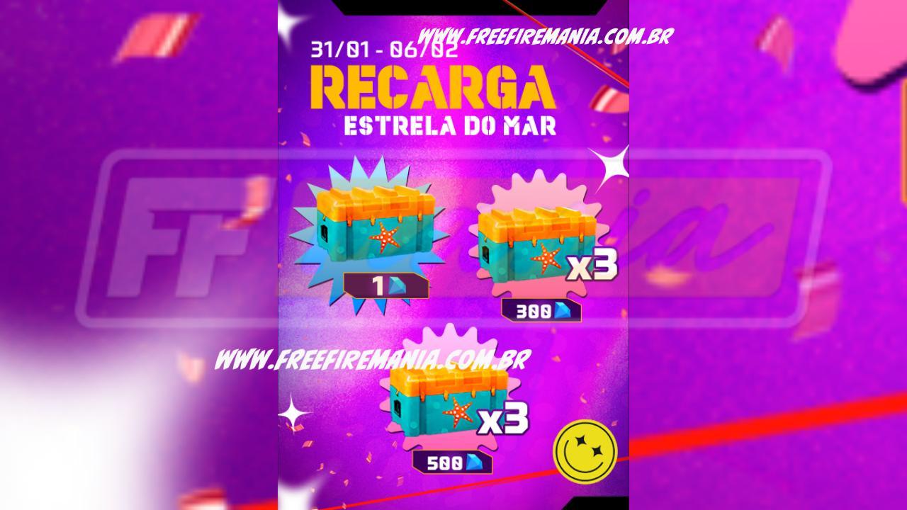 Recarga Free Fire: ganhe Caixa Estrela do Mar ao comprar diamantes em 31 de janeiro (2024)