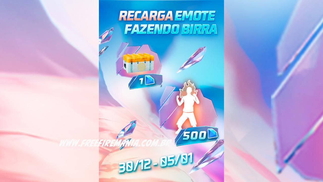 Recarga Free Fire: ganhe Emote Fazendo Birra ao comprar diamantes em 30 de dezembro (2023)