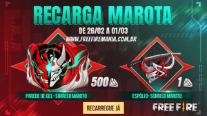 Recarga Free Fire: 26 fevereiro de 2022; recompensas Sorriso