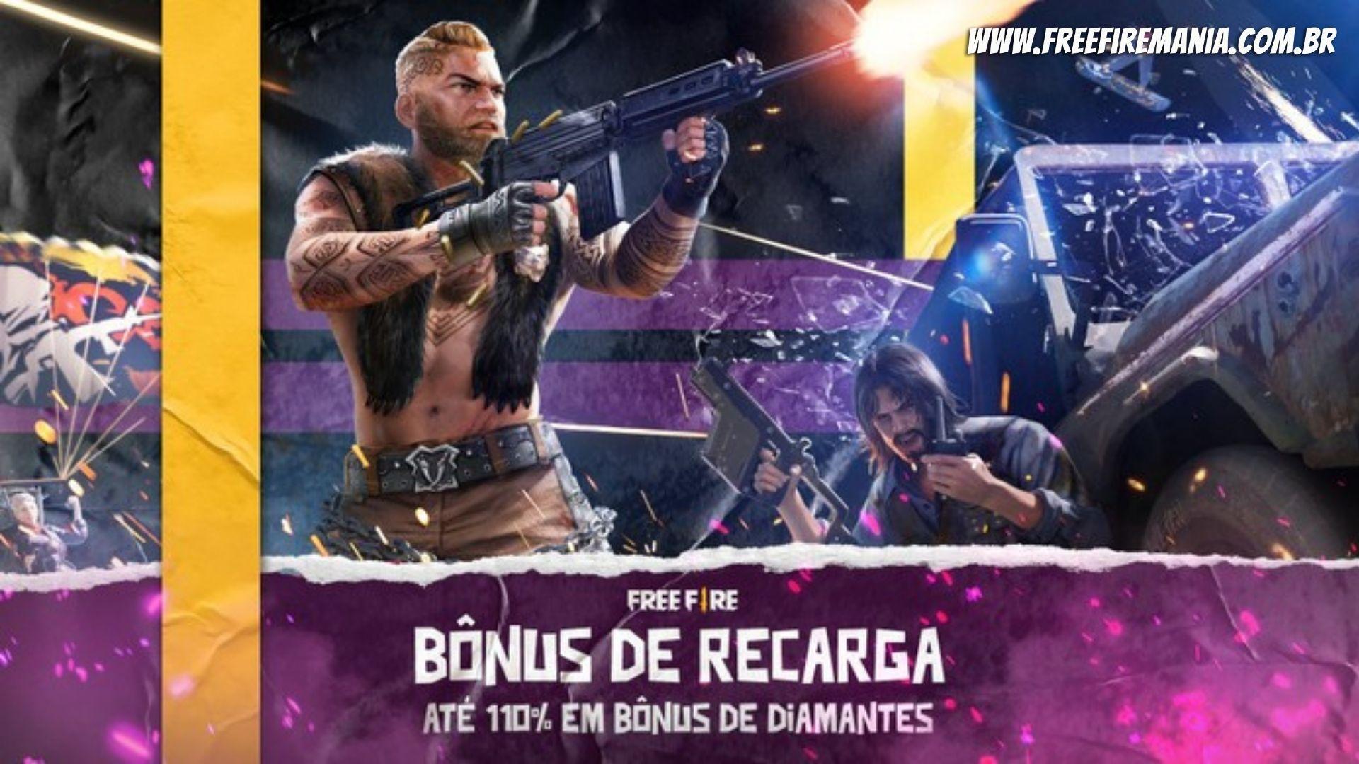 Recarga Jogo Free Fire: bônus de 110% na compra de diamantes a partir da  meia noite de hoje