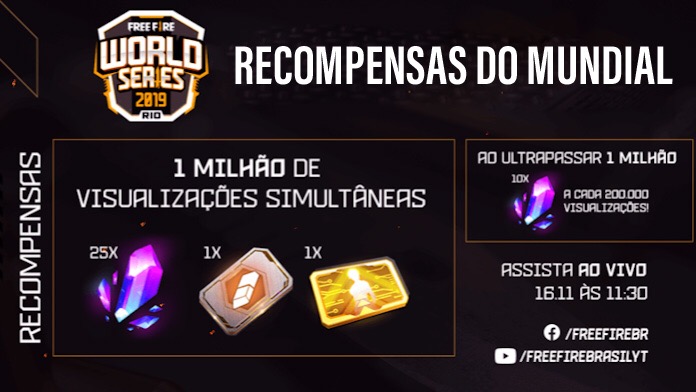 Recompensas da Live do Mundial de Free Fire 2019