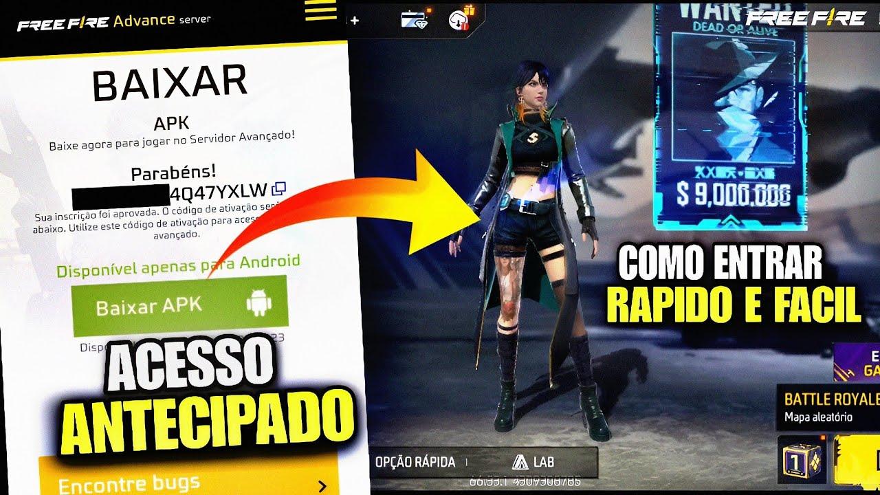 COMO ENTRAR NO SERVIDOR AVANÇADO DO FREE FIRE PELO CELULAR 2023 (IPHONE E  ANDROID) ATUALIZADO GOOGLE 