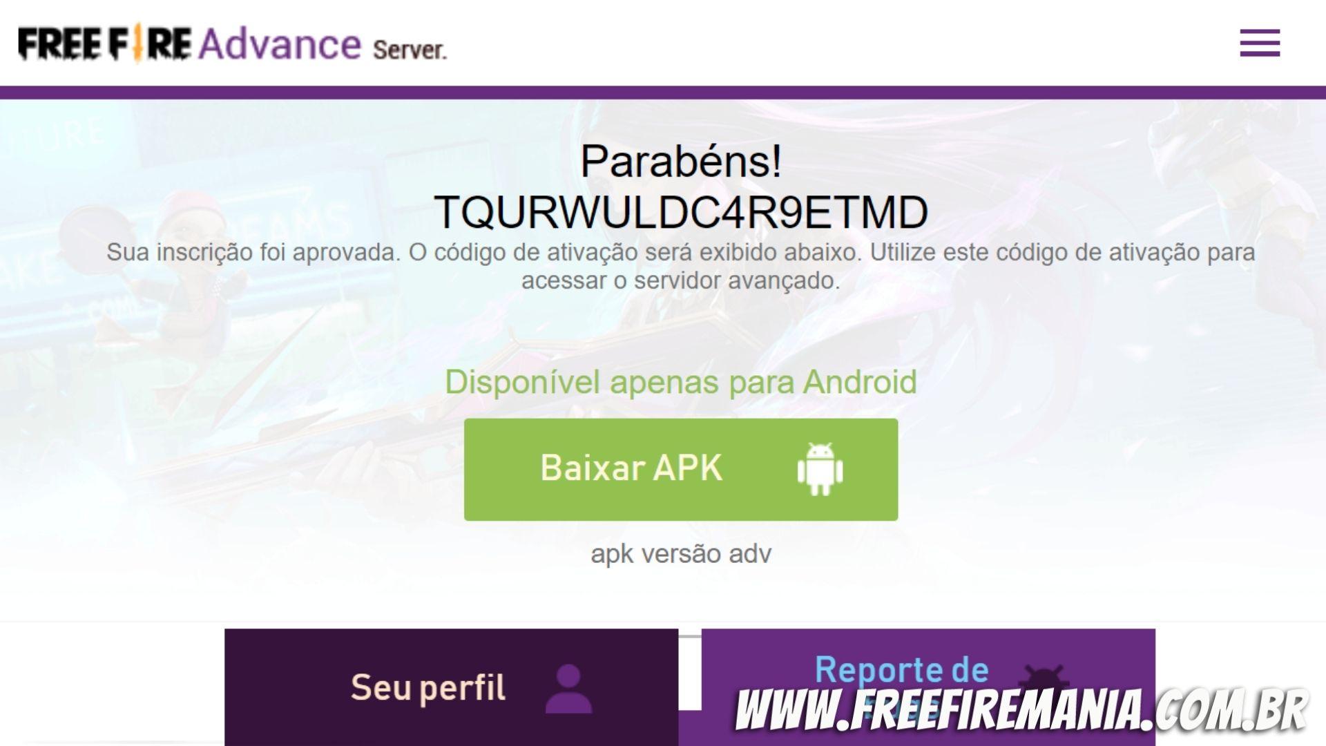 Free Fire libera registro para o Servidor Avançado março 2022