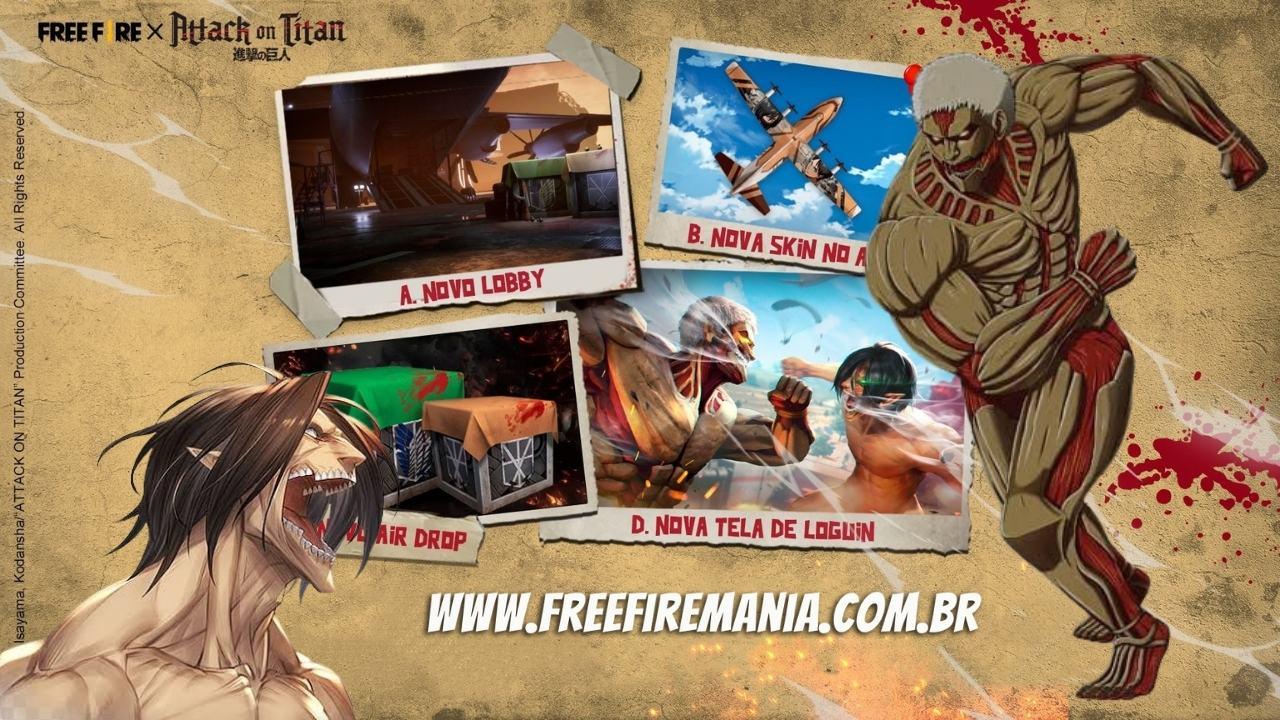 Free Fire: evento de Shingeki no Kyojin tem itens vazados; veja mais, free  fire