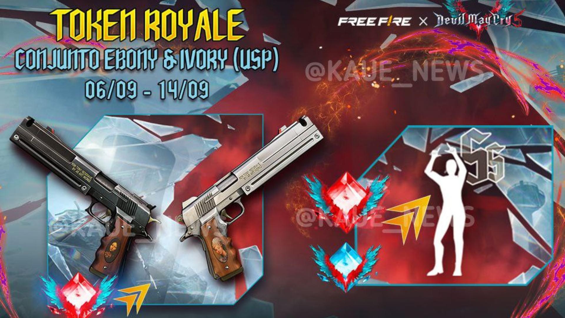 Token Royale Free Fire: Como conseguir a skin USP Ebony e Ivory de Devil May Cry